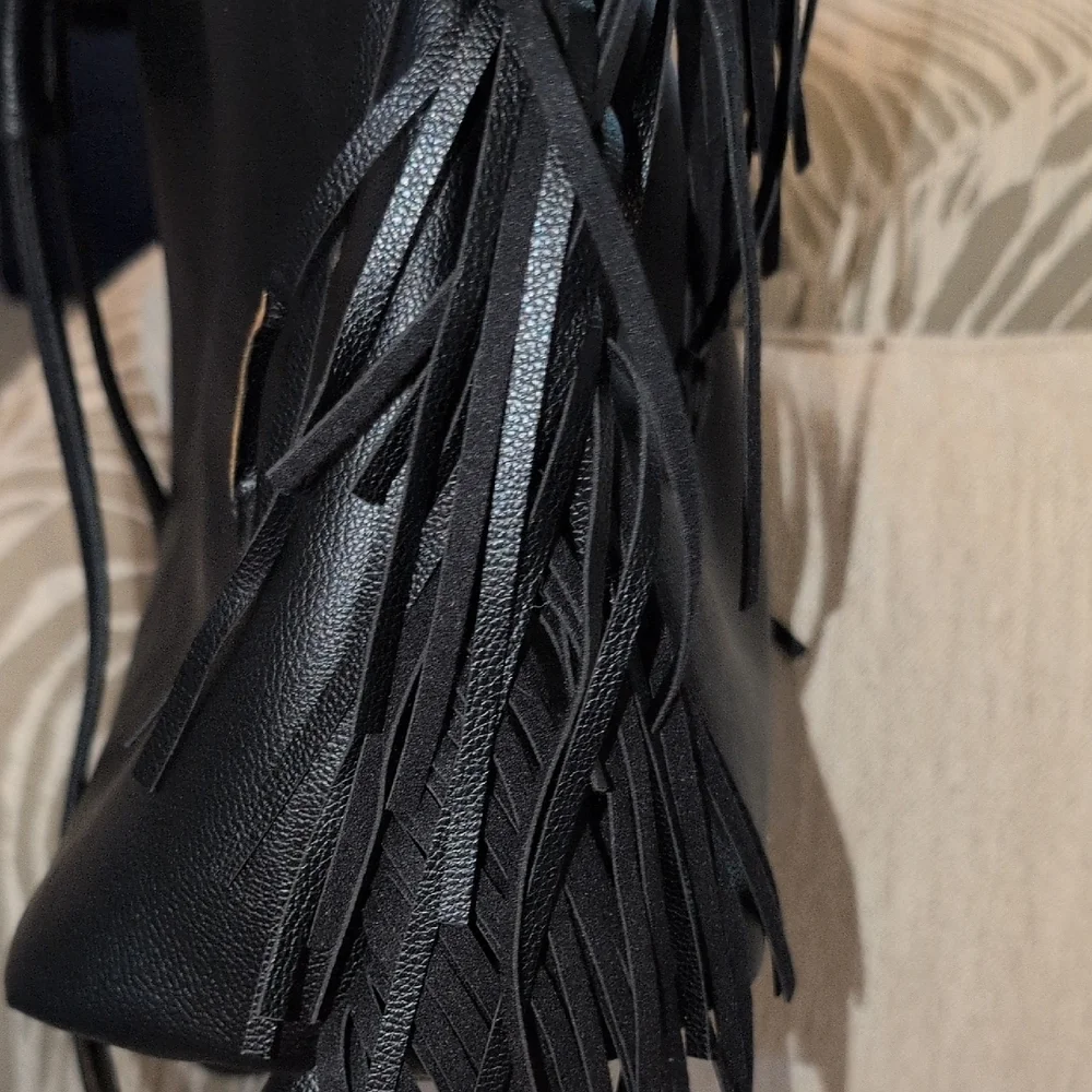 Victoria's Secret Black Fringe Shoulder Bag
